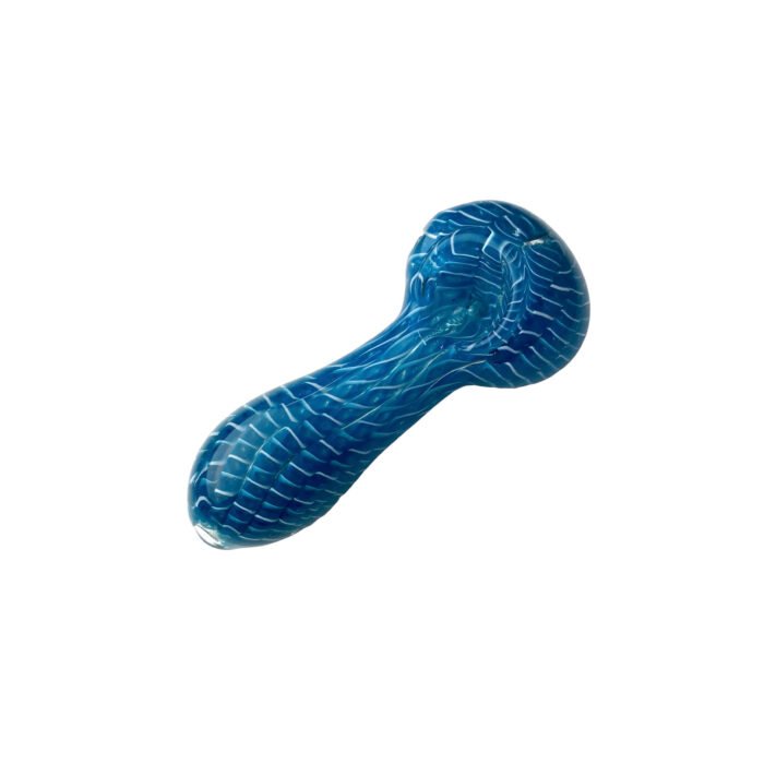 4 Swirl Design Color Glass Hand Pipe - Blue