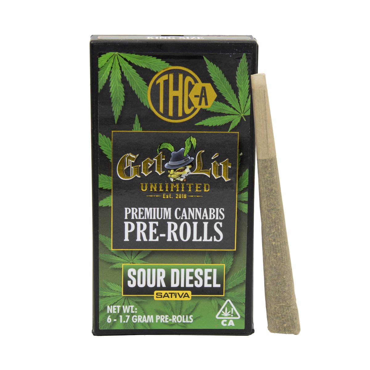 GET LIT THC-A PRE ROLLS SOUR DIESEL SATIVA