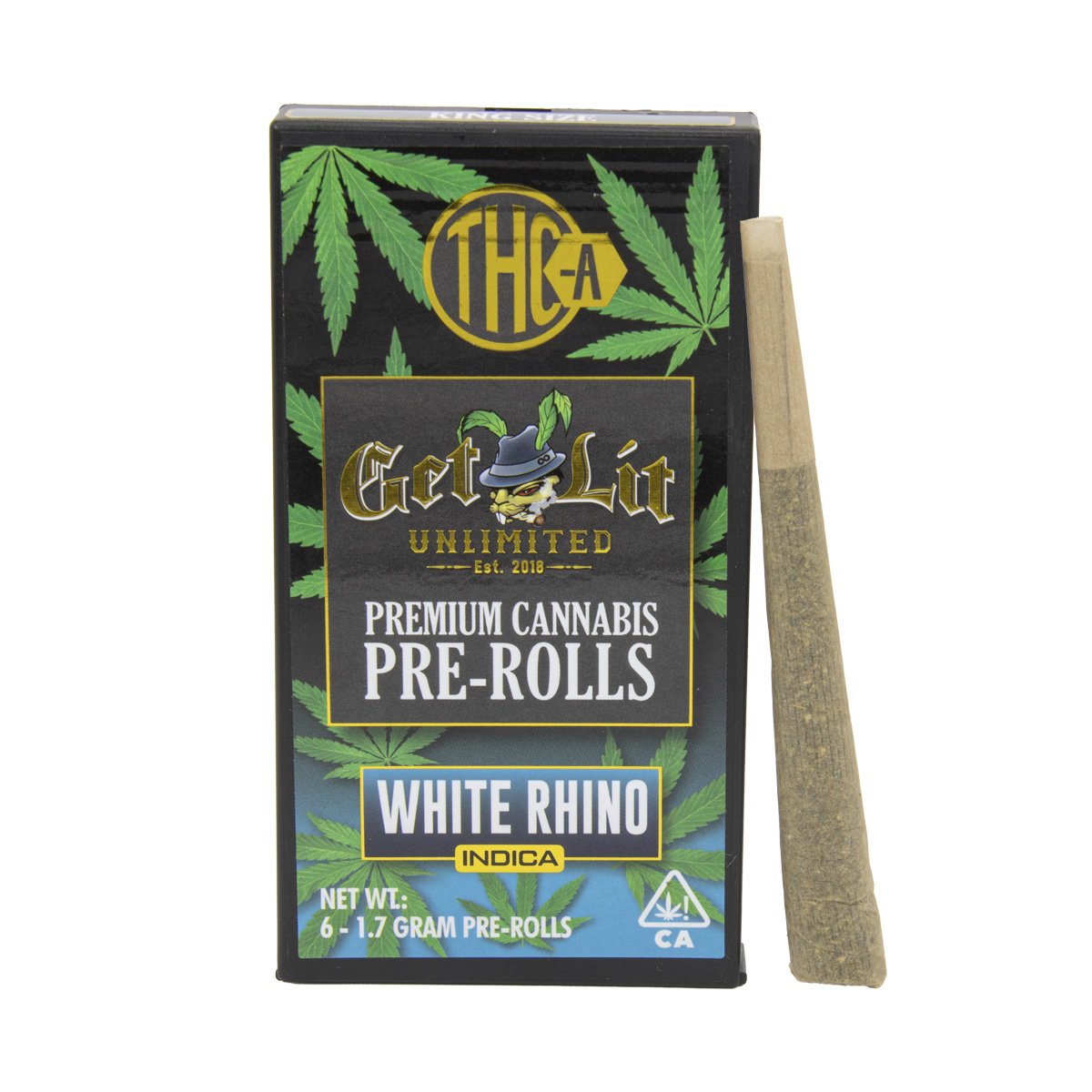GET LIT THC-A PRE ROLLS WHITE RHINO INDICA